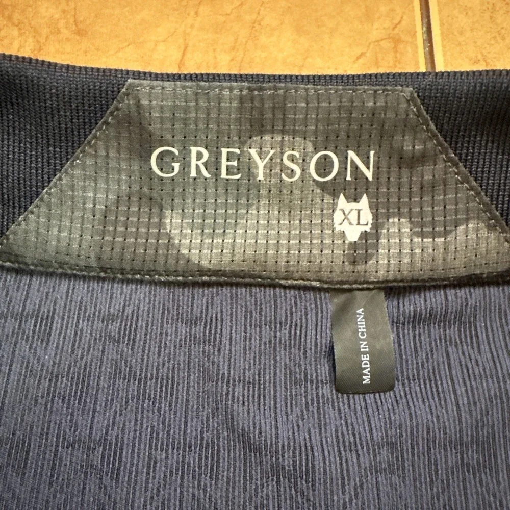 Greyson 1/4 Zip Pullover Golf Performance Stretch Mens Sz XL Blue AOP Sweater